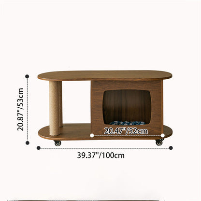 Modern Minimalist Oval MDF Paper Tube Movable End Table 1-Cabinet For Living Room