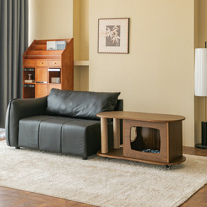 Modern Minimalist Oval MDF Paper Tube Movable End Table 1-Cabinet For Living Room