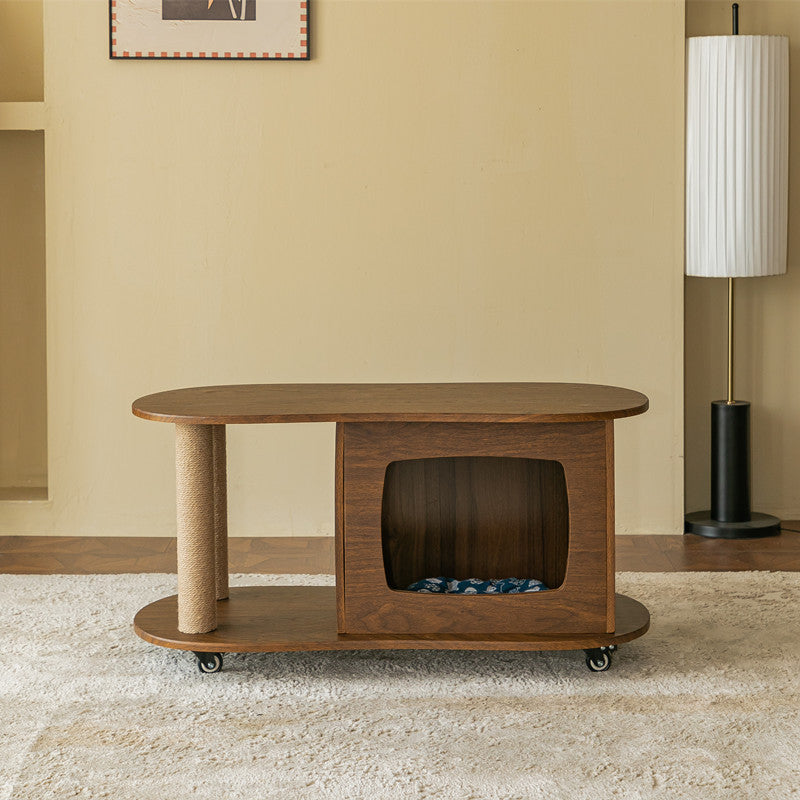 Modern Minimalist Oval MDF Paper Tube Movable End Table 1-Cabinet For Living Room