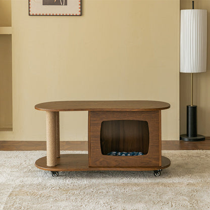 Modern Minimalist Oval MDF Paper Tube Movable End Table 1-Cabinet For Living Room