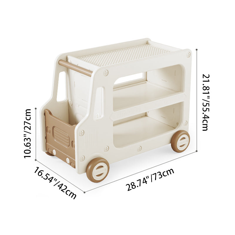 Modern Art Deco Car-Shaped Eco-Friendly HDPE Movable Kids Storage End Table 3-Tier For Living Room