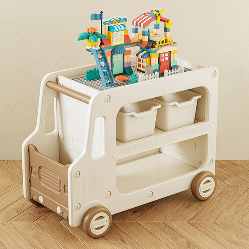 Modern Art Deco Car-Shaped Eco-Friendly HDPE Movable Kids Storage End Table 3-Tier For Living Room