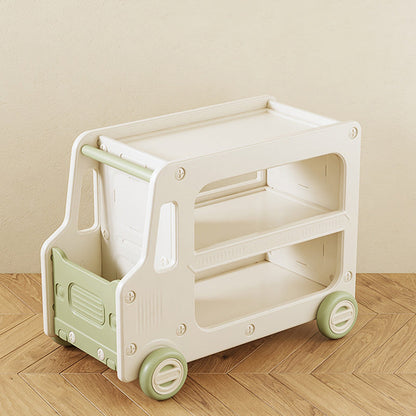 Modern Art Deco Car-Shaped Eco-Friendly HDPE Movable Kids Storage End Table 3-Tier For Living Room