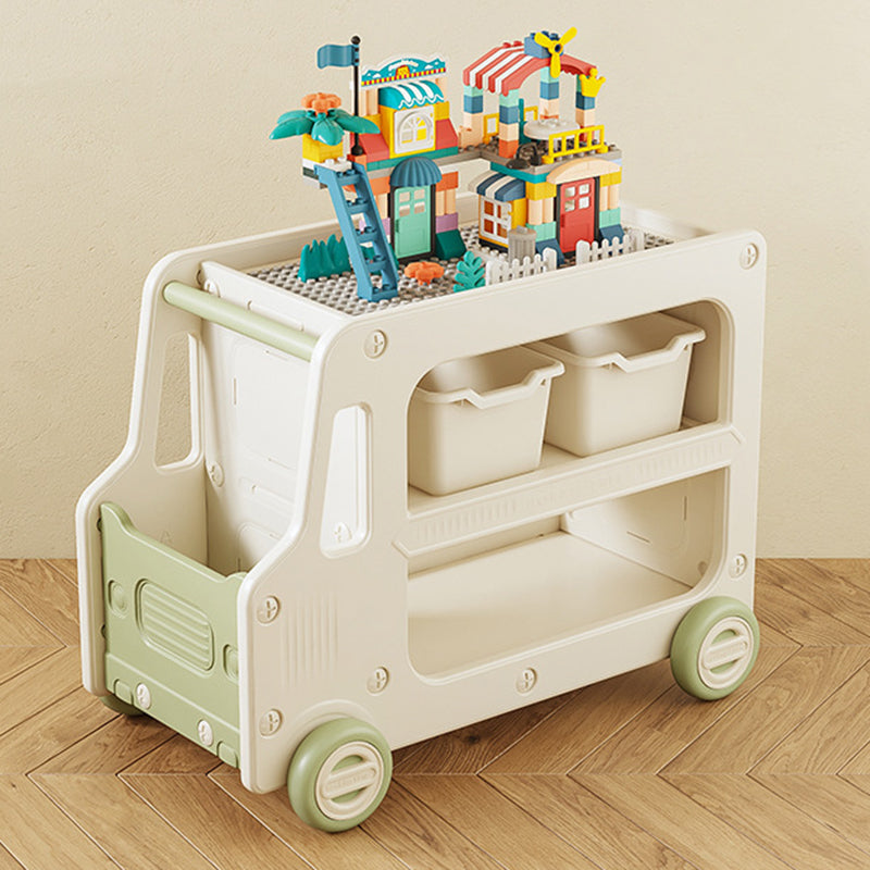 Modern Art Deco Car-Shaped Eco-Friendly HDPE Movable Kids Storage End Table 3-Tier For Living Room