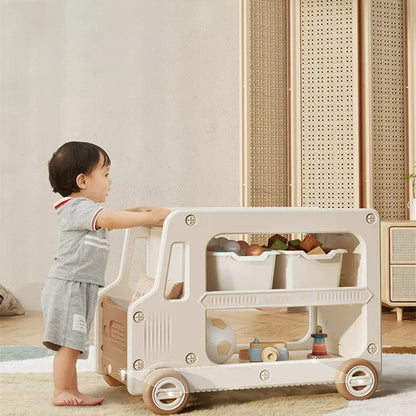 Modern Art Deco Car-Shaped Eco-Friendly HDPE Movable Kids Storage End Table 3-Tier For Living Room