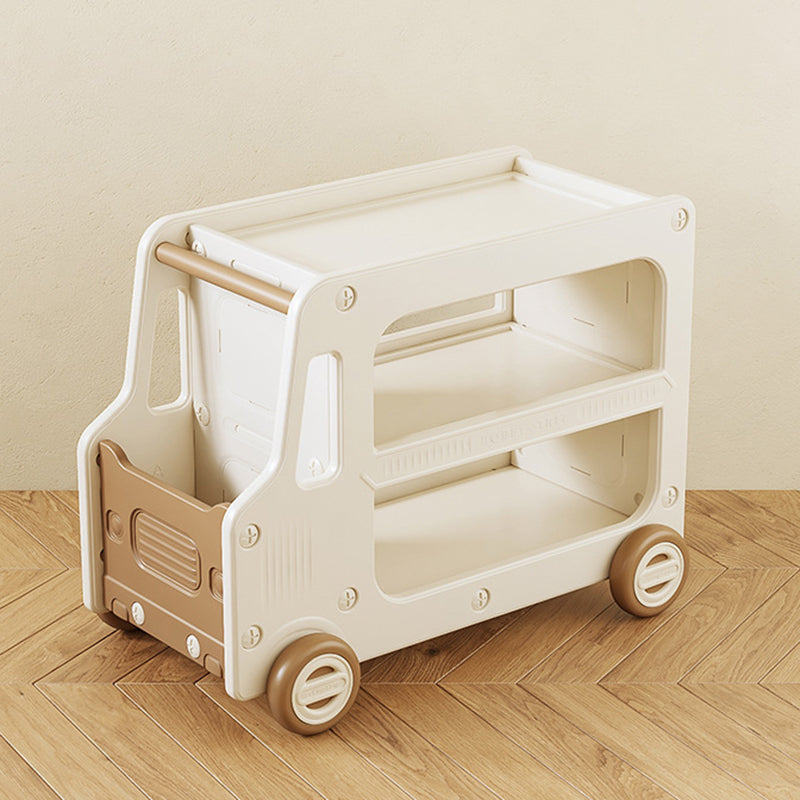 Modern Art Deco Car-Shaped Eco-Friendly HDPE Movable Kids Storage End Table 3-Tier For Living Room