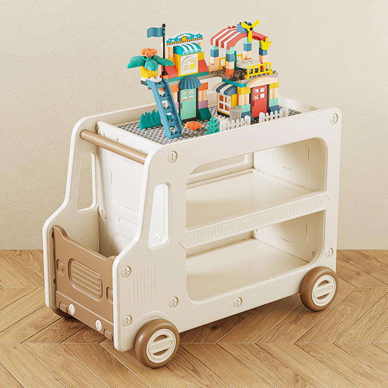 Modern Art Deco Car-Shaped Eco-Friendly HDPE Movable Kids Storage End Table 3-Tier For Living Room