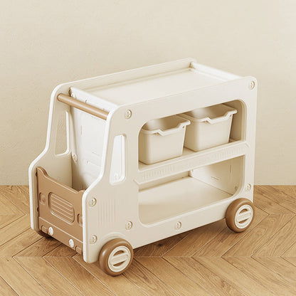 Modern Art Deco Car-Shaped Eco-Friendly HDPE Movable Kids Storage End Table 3-Tier For Living Room