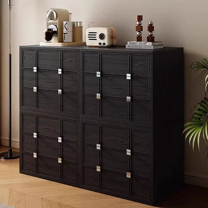 Modern Mid-Century Square Checkerboard Ash Wood Pine & Red Oak Nightstand 3-Drawer For Living Room & Bedroom