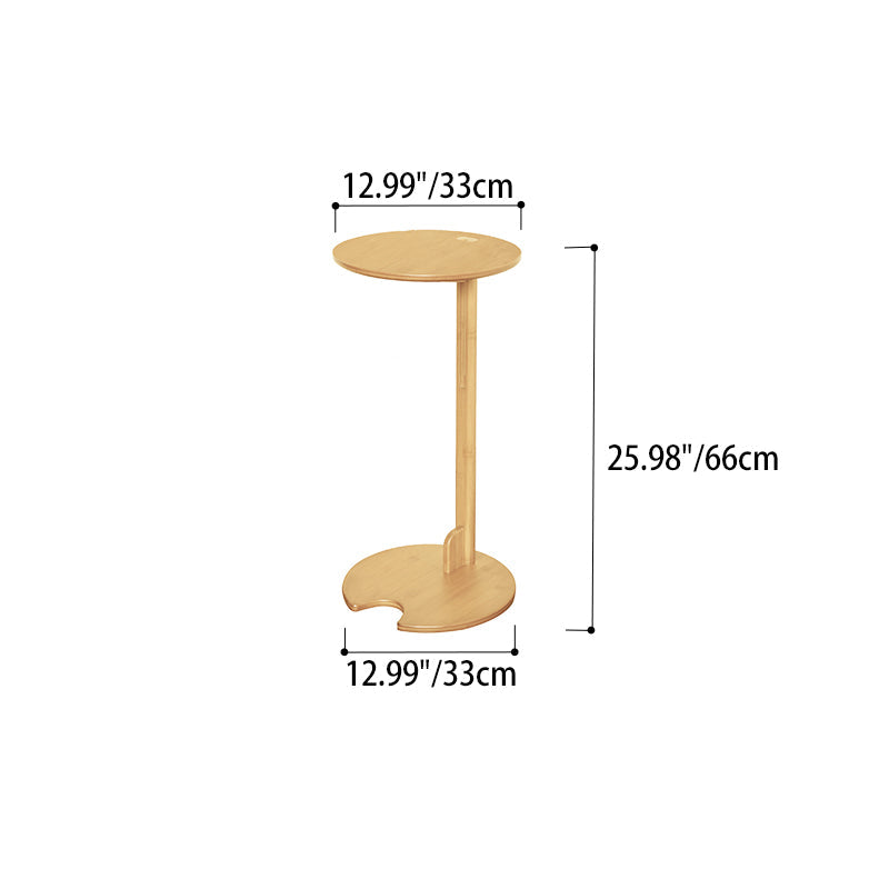 Modern Minimalist Crescent Shape Bamboo Adjustable End Table 1-Tier For Living Room & Bedroom