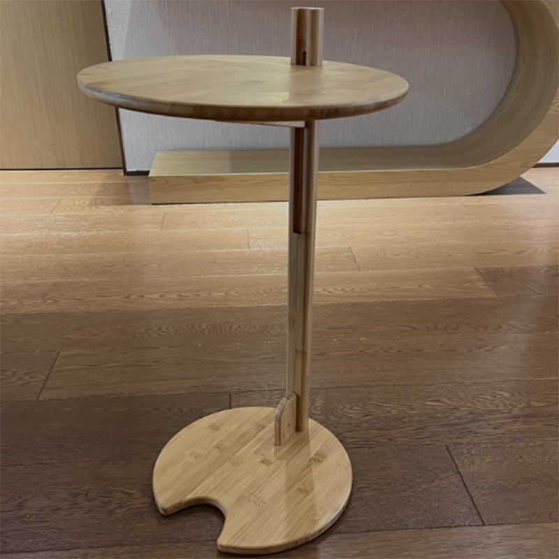 Modern Minimalist Crescent Shape Bamboo Adjustable End Table 1-Tier For Living Room & Bedroom