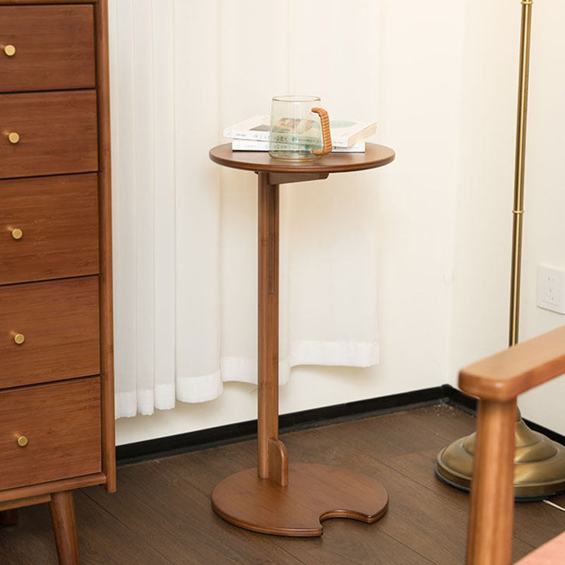 Modern Minimalist Crescent Shape Bamboo Adjustable End Table 1-Tier For Living Room & Bedroom