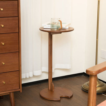 Modern Minimalist Crescent Shape Bamboo Adjustable End Table 1-Tier For Living Room & Bedroom