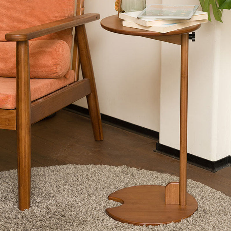 Modern Minimalist Crescent Shape Bamboo Adjustable End Table 1-Tier For Living Room & Bedroom