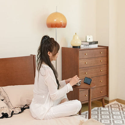 Modern Minimalist Crescent Shape Bamboo Adjustable End Table 1-Tier For Living Room & Bedroom
