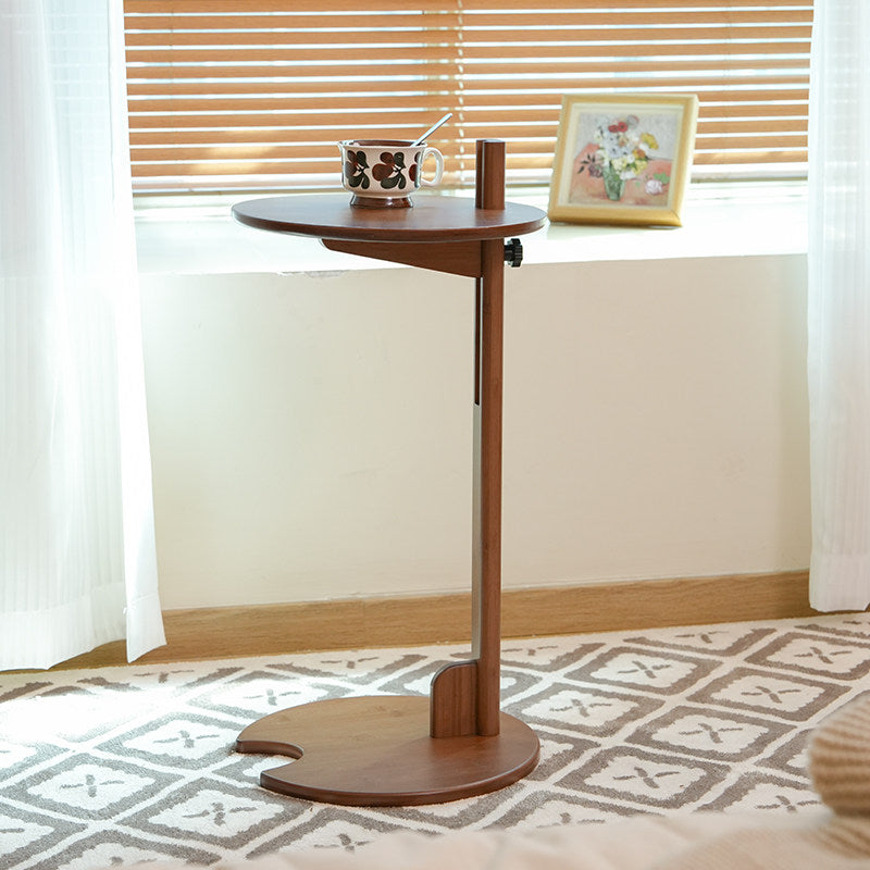 Modern Minimalist Crescent Shape Bamboo Adjustable End Table 1-Tier For Living Room & Bedroom
