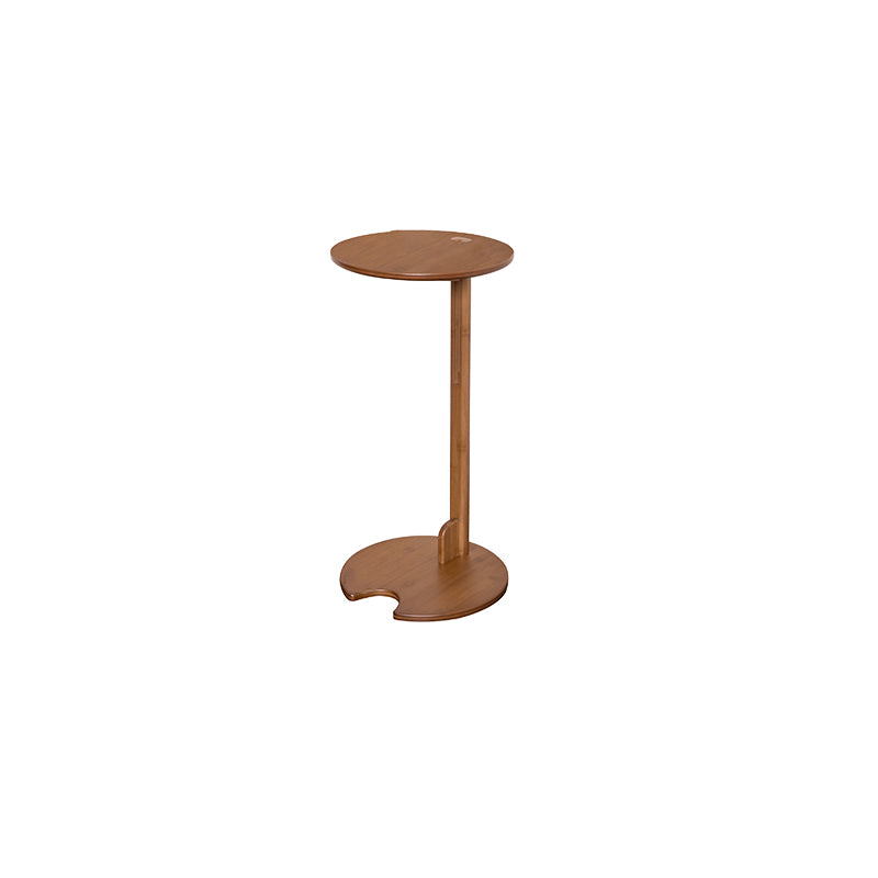 Modern Minimalist Crescent Shape Bamboo Adjustable End Table 1-Tier For Living Room & Bedroom