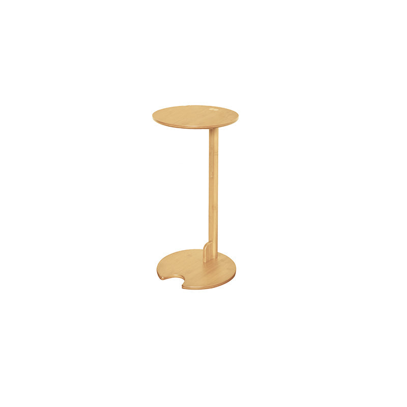Modern Minimalist Crescent Shape Bamboo Adjustable End Table 1-Tier For Living Room & Bedroom