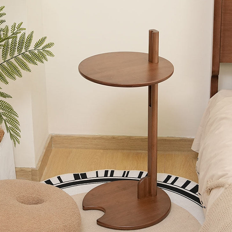 Modern Minimalist Crescent Shape Bamboo Adjustable End Table 1-Tier For Living Room & Bedroom