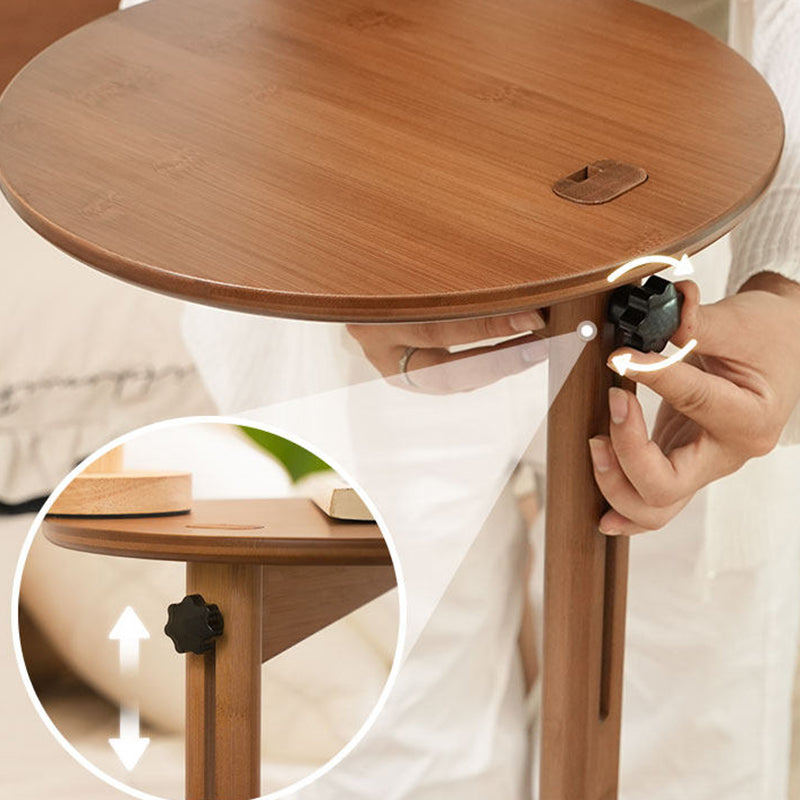 Modern Minimalist Crescent Shape Bamboo Adjustable End Table 1-Tier For Living Room & Bedroom