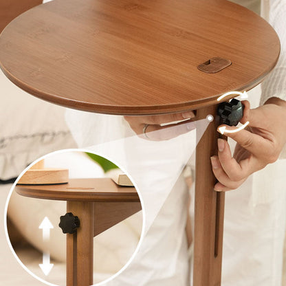 Modern Minimalist Crescent Shape Bamboo Adjustable End Table 1-Tier For Living Room & Bedroom