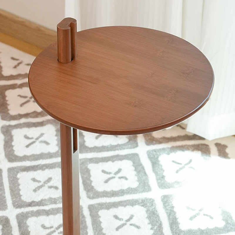 Modern Minimalist Crescent Shape Bamboo Adjustable End Table 1-Tier For Living Room & Bedroom
