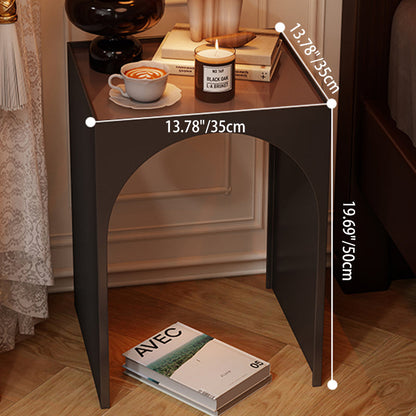Contemporary Industrial Rectangular Arch Iron Tempered Glass End Table 1-Tier For Living Room & Bedroom