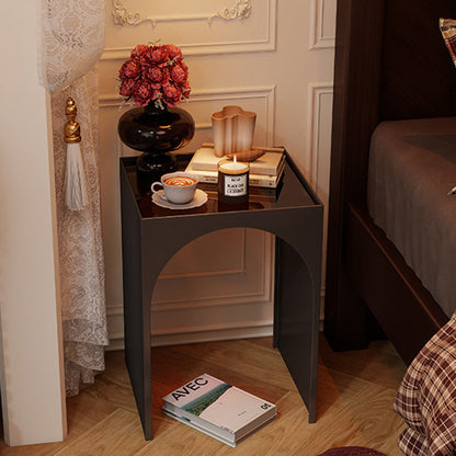 Contemporary Industrial Rectangular Arch Iron Tempered Glass End Table 1-Tier For Living Room & Bedroom