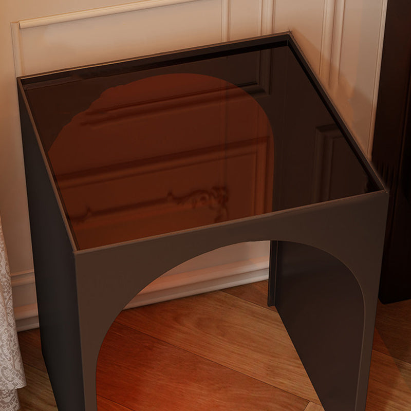 Contemporary Industrial Rectangular Arch Iron Tempered Glass End Table 1-Tier For Living Room & Bedroom