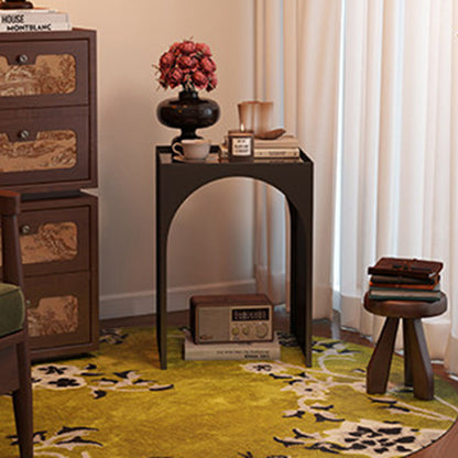 Contemporary Industrial Rectangular Arch Iron Tempered Glass End Table 1-Tier For Living Room & Bedroom