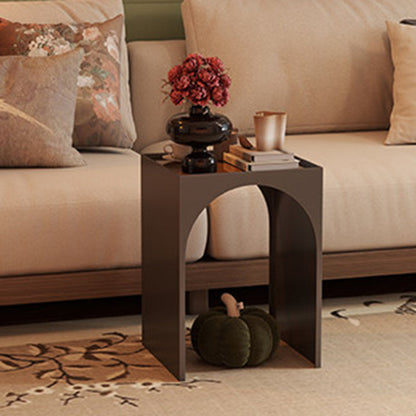 Contemporary Industrial Rectangular Arch Iron Tempered Glass End Table 1-Tier For Living Room & Bedroom