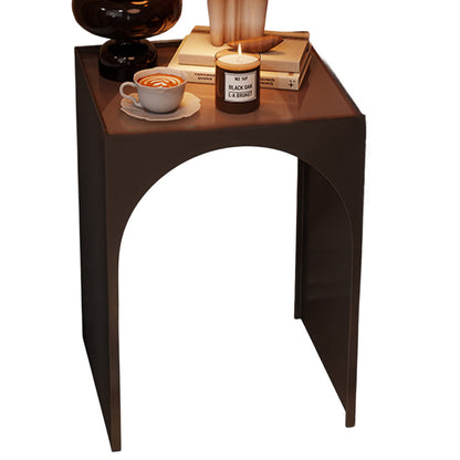 Contemporary Industrial Rectangular Arch Iron Tempered Glass End Table 1-Tier For Living Room & Bedroom