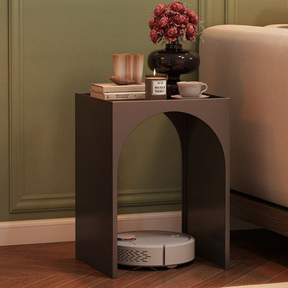 Contemporary Industrial Rectangular Arch Iron Tempered Glass End Table 1-Tier For Living Room & Bedroom