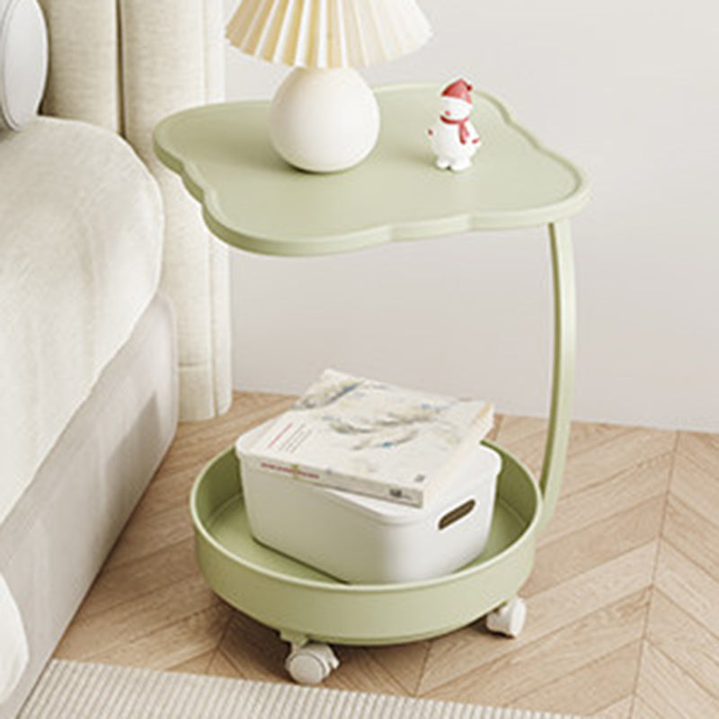 Contemporary Nordic Clover Eco-Friendly HDPE Movable End Table 2-Tier For Living Room & Bedroom