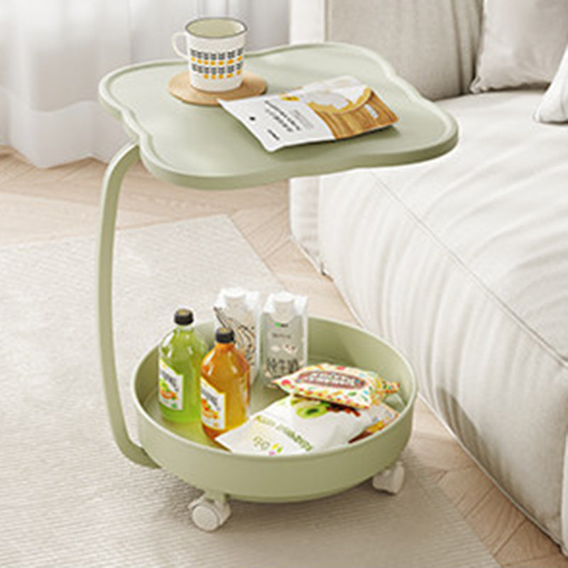 Contemporary Nordic Clover Eco-Friendly HDPE Movable End Table 2-Tier For Living Room & Bedroom