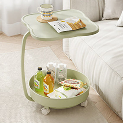 Contemporary Nordic Clover Eco-Friendly HDPE Movable End Table 2-Tier For Living Room & Bedroom