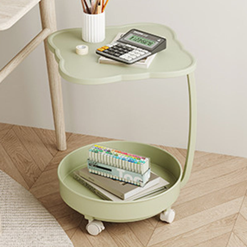 Contemporary Nordic Clover Eco-Friendly HDPE Movable End Table 2-Tier For Living Room & Bedroom