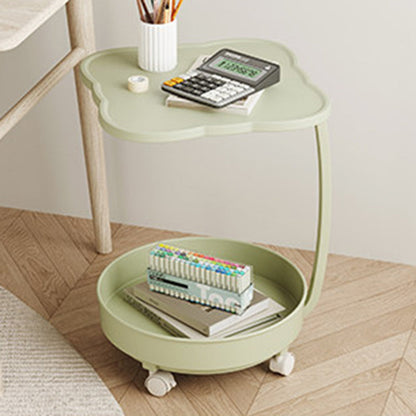 Contemporary Nordic Clover Eco-Friendly HDPE Movable End Table 2-Tier For Living Room & Bedroom