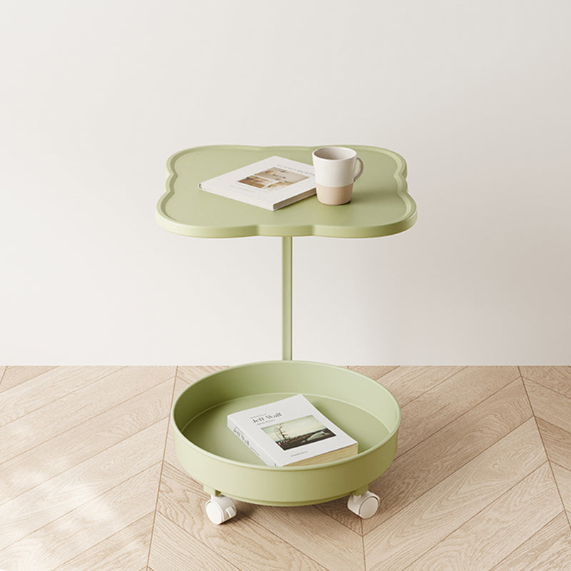 Contemporary Nordic Clover Eco-Friendly HDPE Movable End Table 2-Tier For Living Room & Bedroom