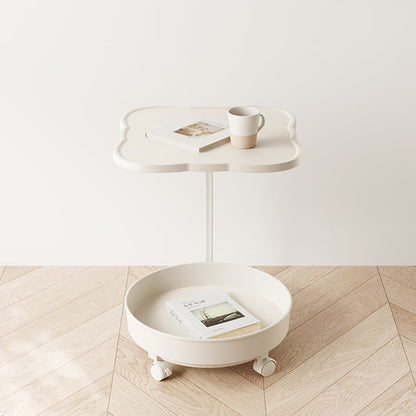 Contemporary Nordic Clover Eco-Friendly HDPE Movable End Table 2-Tier For Living Room & Bedroom