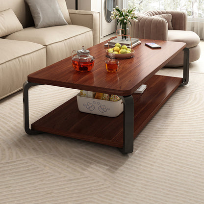 Contemporary Industrial MDF & Steel Pipe Rectangular Coffee Table 2-Tier For Living Room
