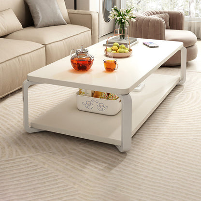 Contemporary Industrial MDF & Steel Pipe Rectangular Coffee Table 2-Tier For Living Room