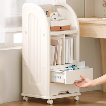 Modern Minimalist Eco-Friendly HDPE Arched Movable Storage Shelf 2-Drawer For Living Room