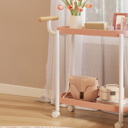 Modern Minimalist Narrow Oval PP Plastic ABS Iron Movable End Table 2-Tier For Living Room