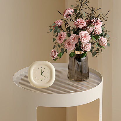 Contemporary Industrial Cylindrical Carbon Steel Fluted Glass USB Charging Sensor Light End Table 2-Tier For Living Room
