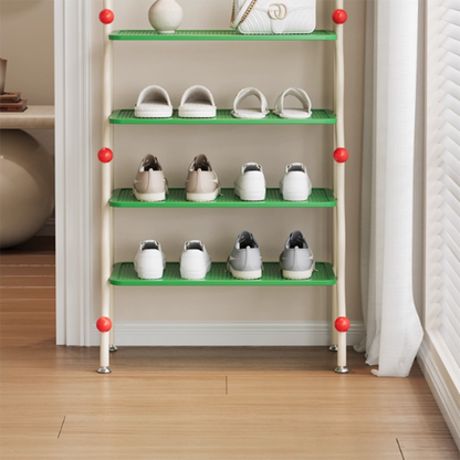 Modern Minimalist Wavy Rectangular Iron Hollow-Carved Design Shoe Storage Rack 4-Tiers For Entryway & Hallway
