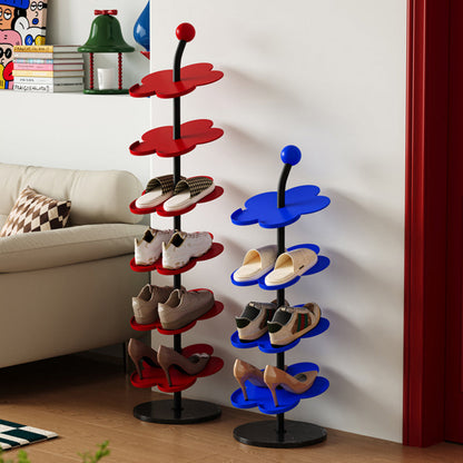 Modern Art Deco Carbon Steel Marble Floral Shoe Storage Rack 4/6-Tier For Entryway & Hallway
