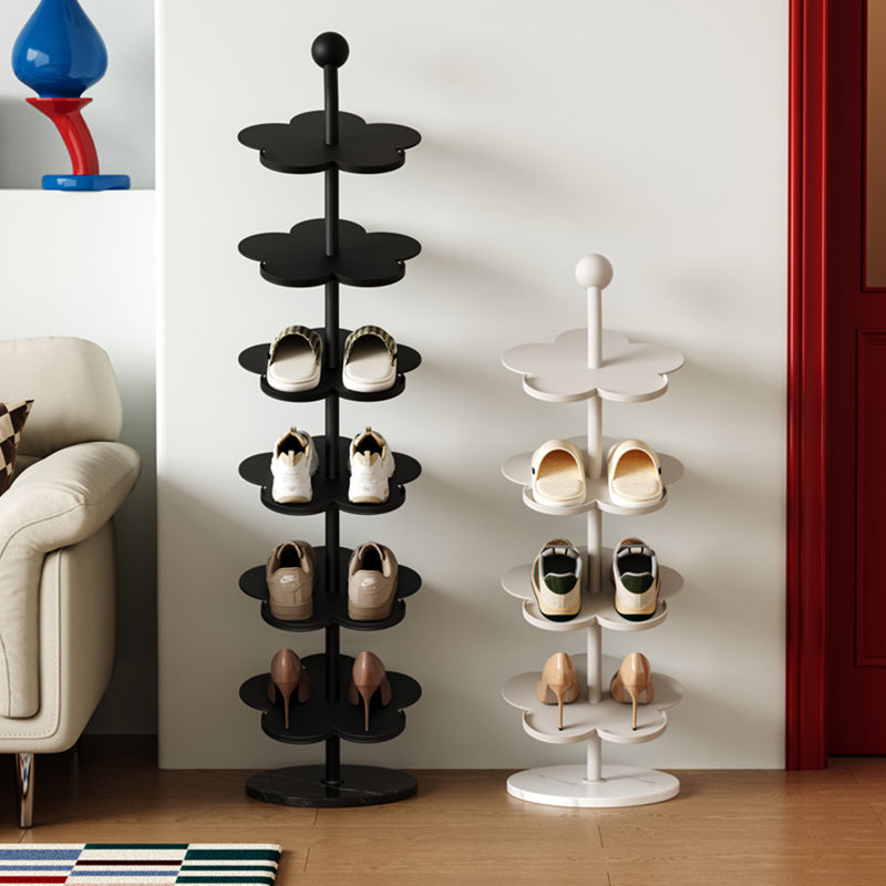 Modern Art Deco Carbon Steel Marble Floral Shoe Storage Rack 4/6-Tier For Entryway & Hallway