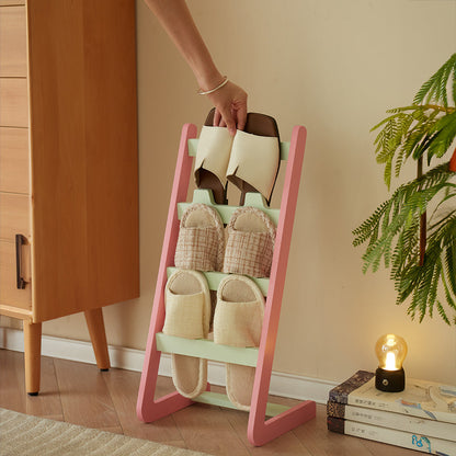 Contemporary Nordic L-Shaped MDF Floor-Standing Shoe Storage Rack 4-Shelf For Entryway