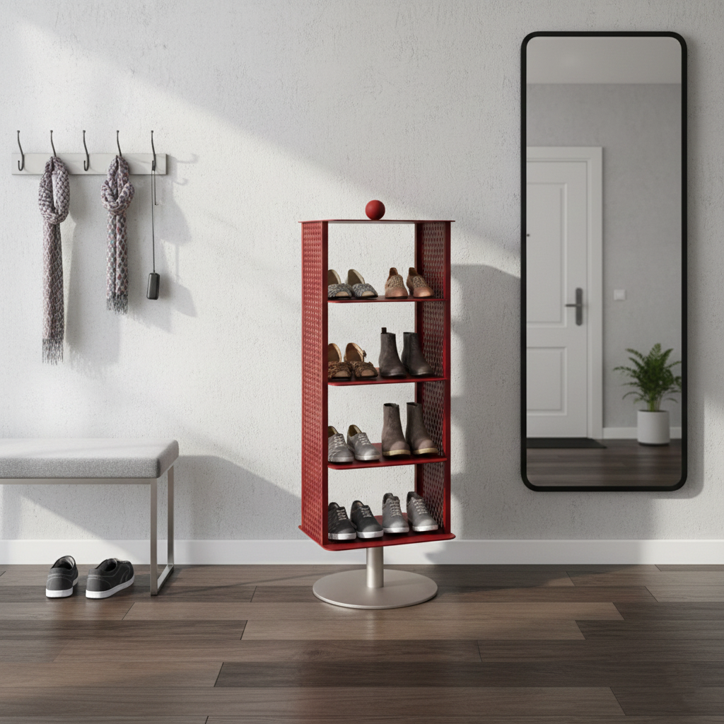Contemporary Industrial Rectangular Anti-Corrosion & Anti-Rust Carbon Steel Shoe Storage Rack 3/4-Tier For Hallway